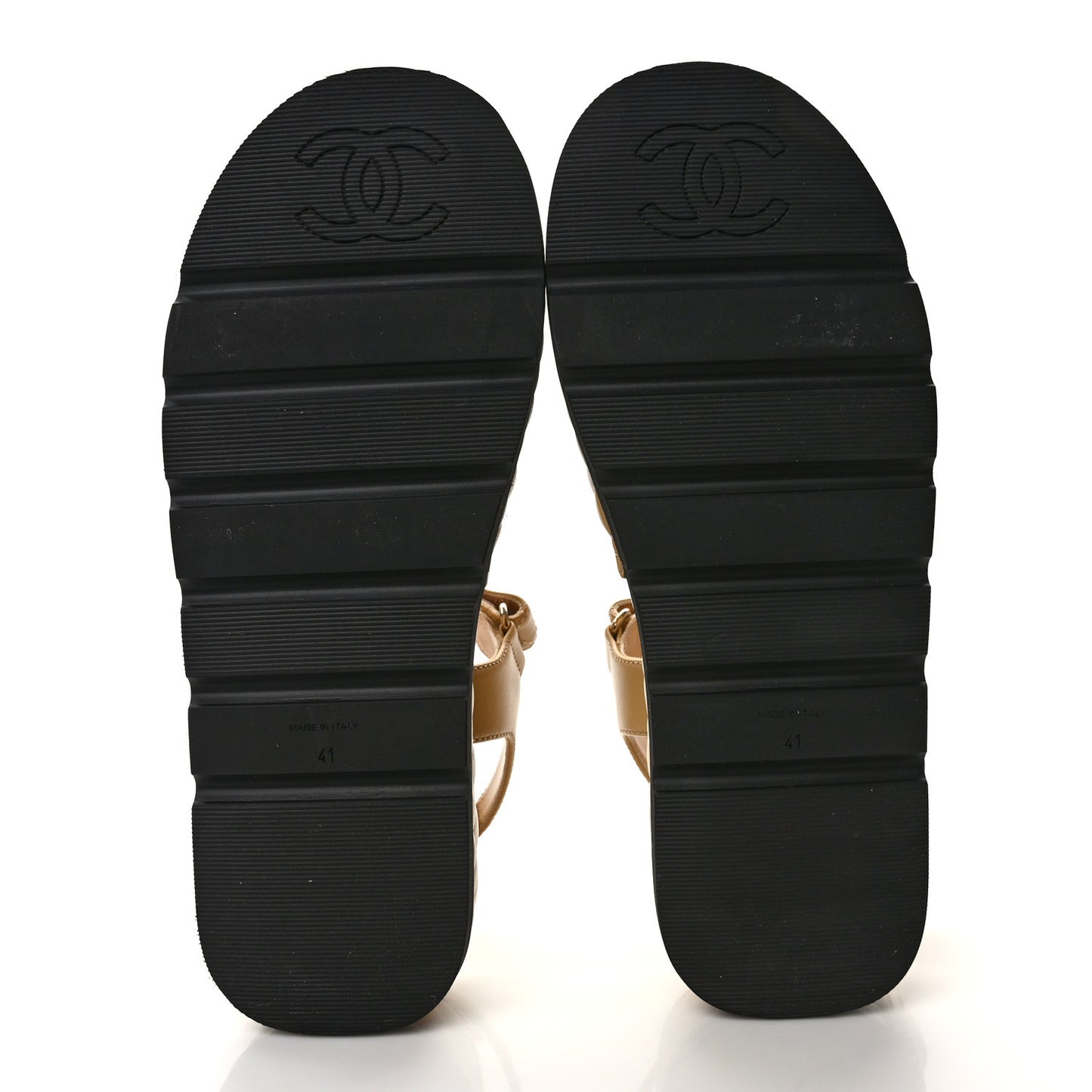 Lambskin Quilted Platform Sandals 41 Beige Black