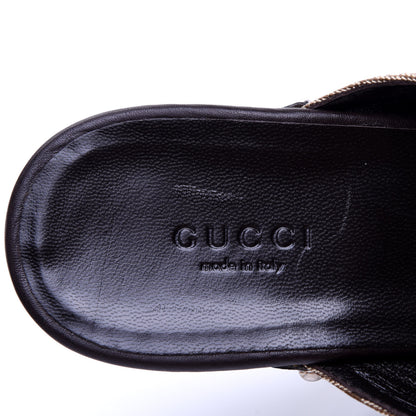 Gucci Monogram Cellarius Soft Calfskin Icon Bit Platform Clog High Heel Slide Sandals 39 Beige Ebony Cocoa 6 of 12