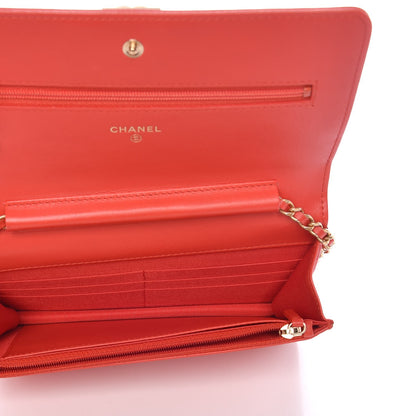 Chanel Calfskin Quilted Boy Wallet On Chain WOC Red 5 of 12