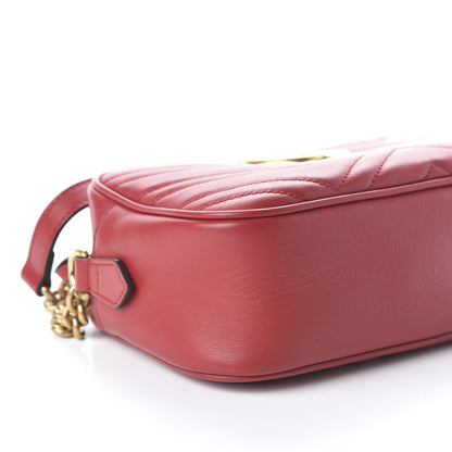 Gucci Calfskin Matelasse Small GG Marmont Chain Shoulder Bag Hibiscus Red 6 of 10