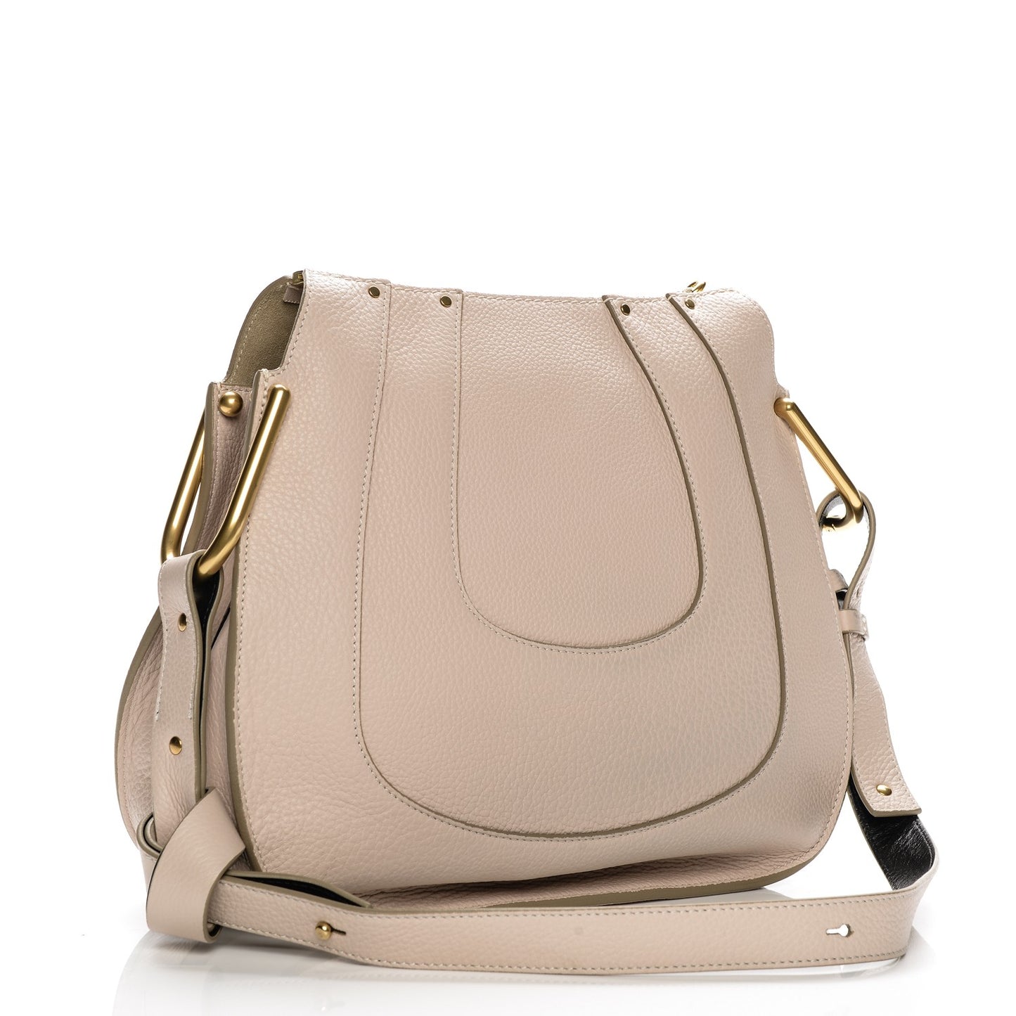 Grained Calfskin Small Hayley Hobo Abstract White