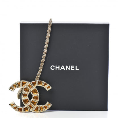 Chanel Resin Along The Nile CC Pendant Necklace Gold Orange 6 of 6