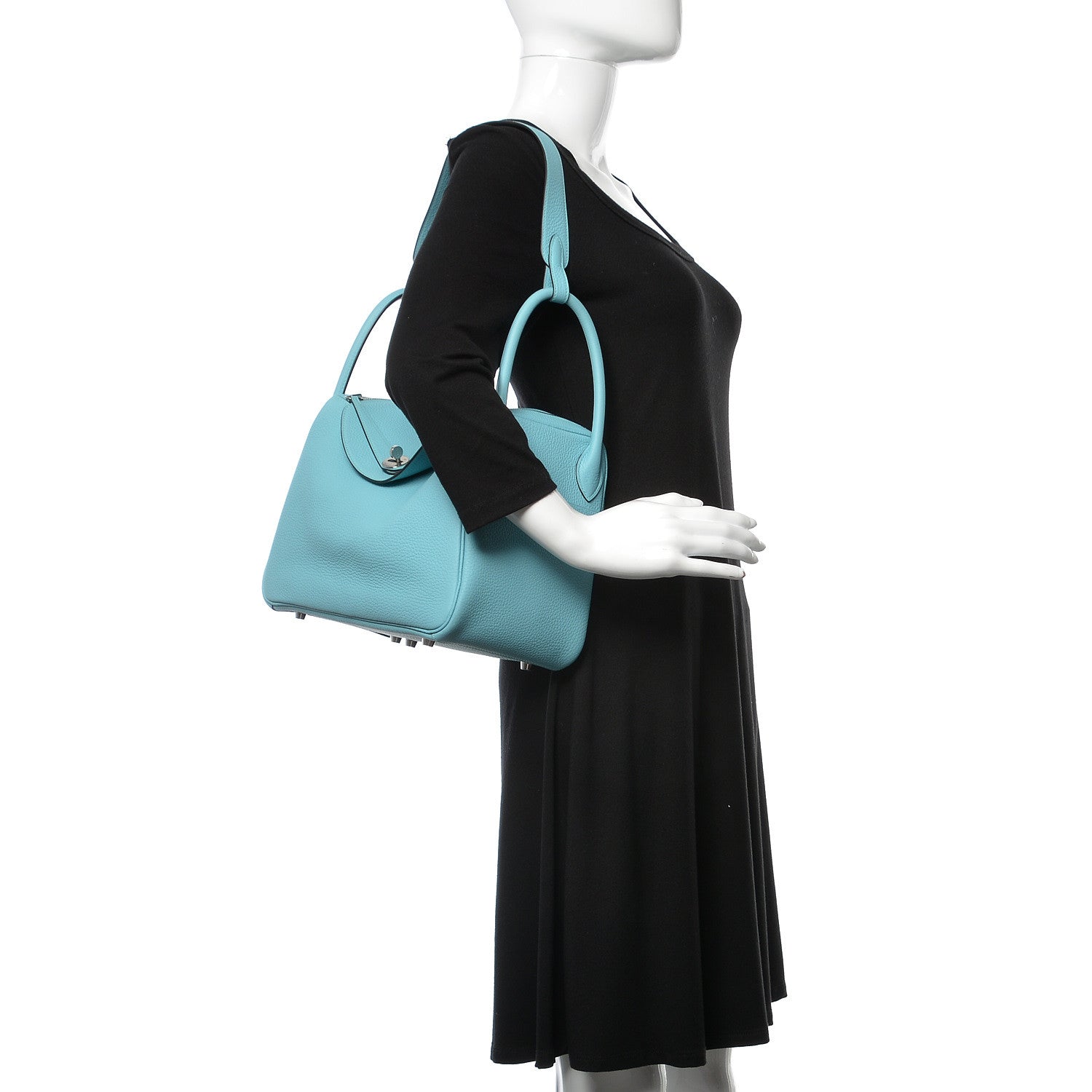 Hermes Taurillon Clemence Lindy 30 Bleu Atoll 2 of 11