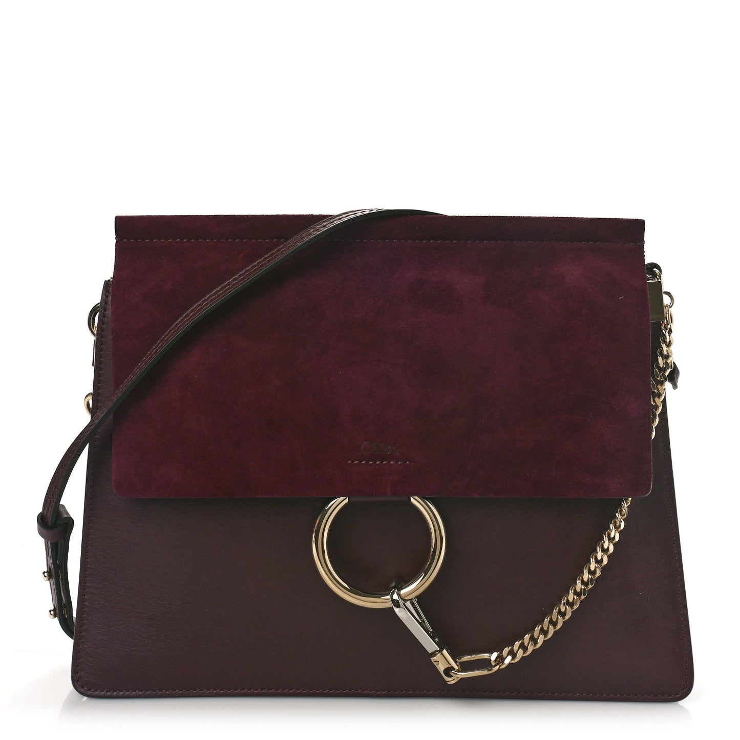 Suede Calfskin Medium Faye Shoulder Bag Dark Purple