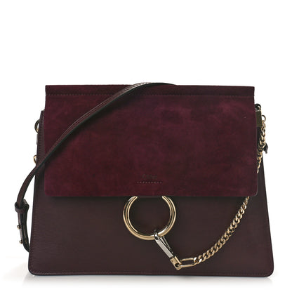 Chloe Suede Calfskin Medium Faye Shoulder Bag Dark Purple 1 of 9