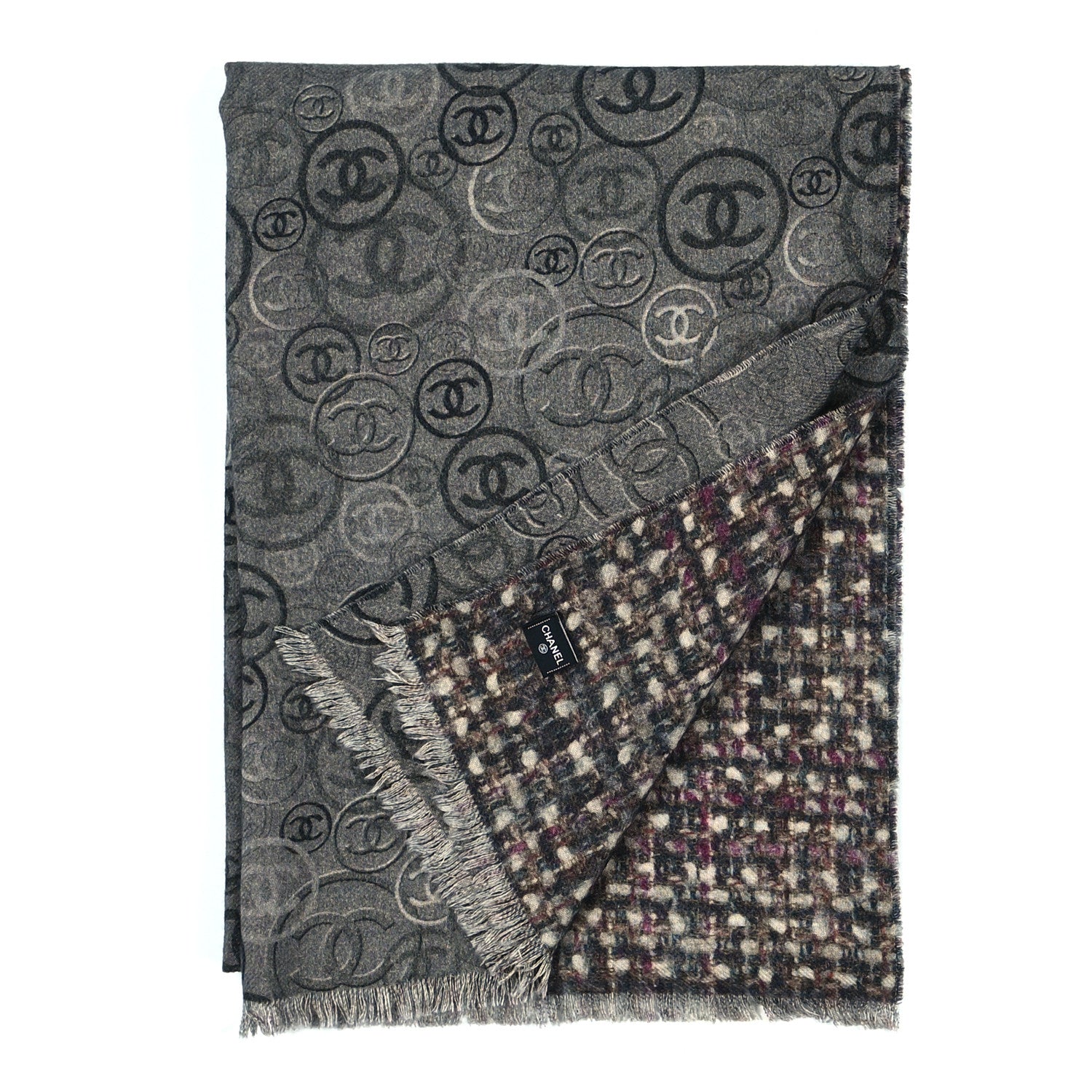 Chanel Cashmere CC Scarf Grey Multicolor 3 of 4