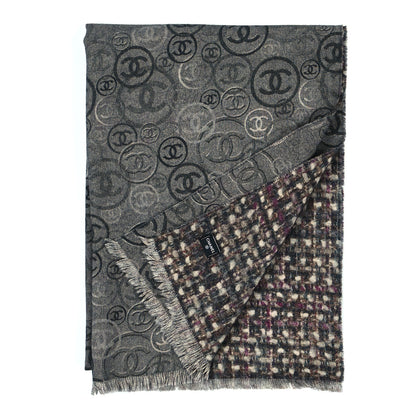 Chanel Cashmere CC Scarf Grey Multicolor 3 of 4