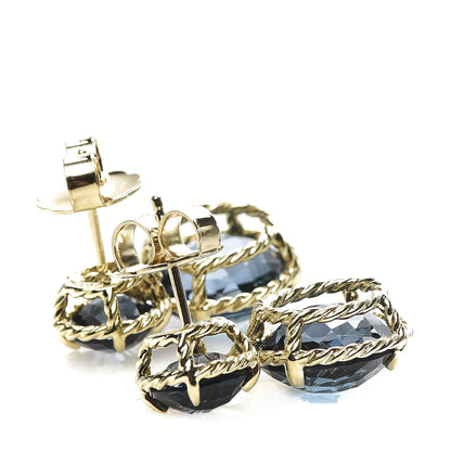 David Yurman 18K Yellow Gold Blue Topaz Chatelaine Double Drop Earrings 3 of 4