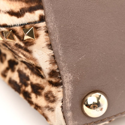 Valentino Garavani Calf Hair Cavallino Animal Rockstud Dome Satchel Leopard 19 of 19