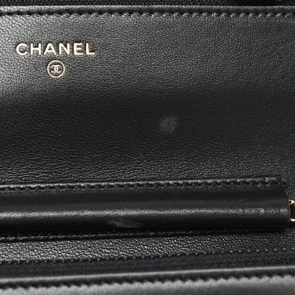 Chanel Lambskin Quilted Wallet On Chain WOC Black 12 of 12