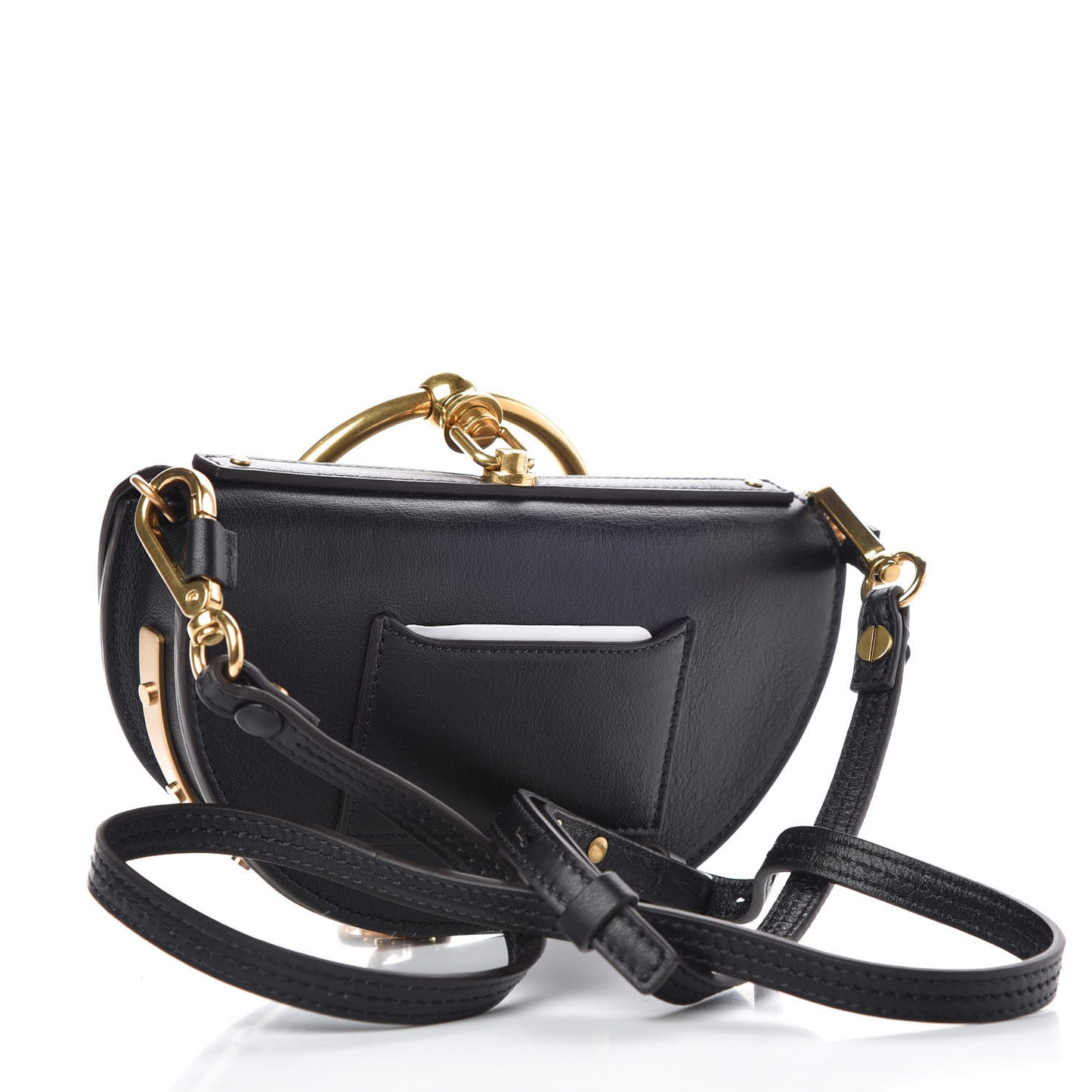 Calfskin Small Nile Bracelet Minaudiere Bag Black