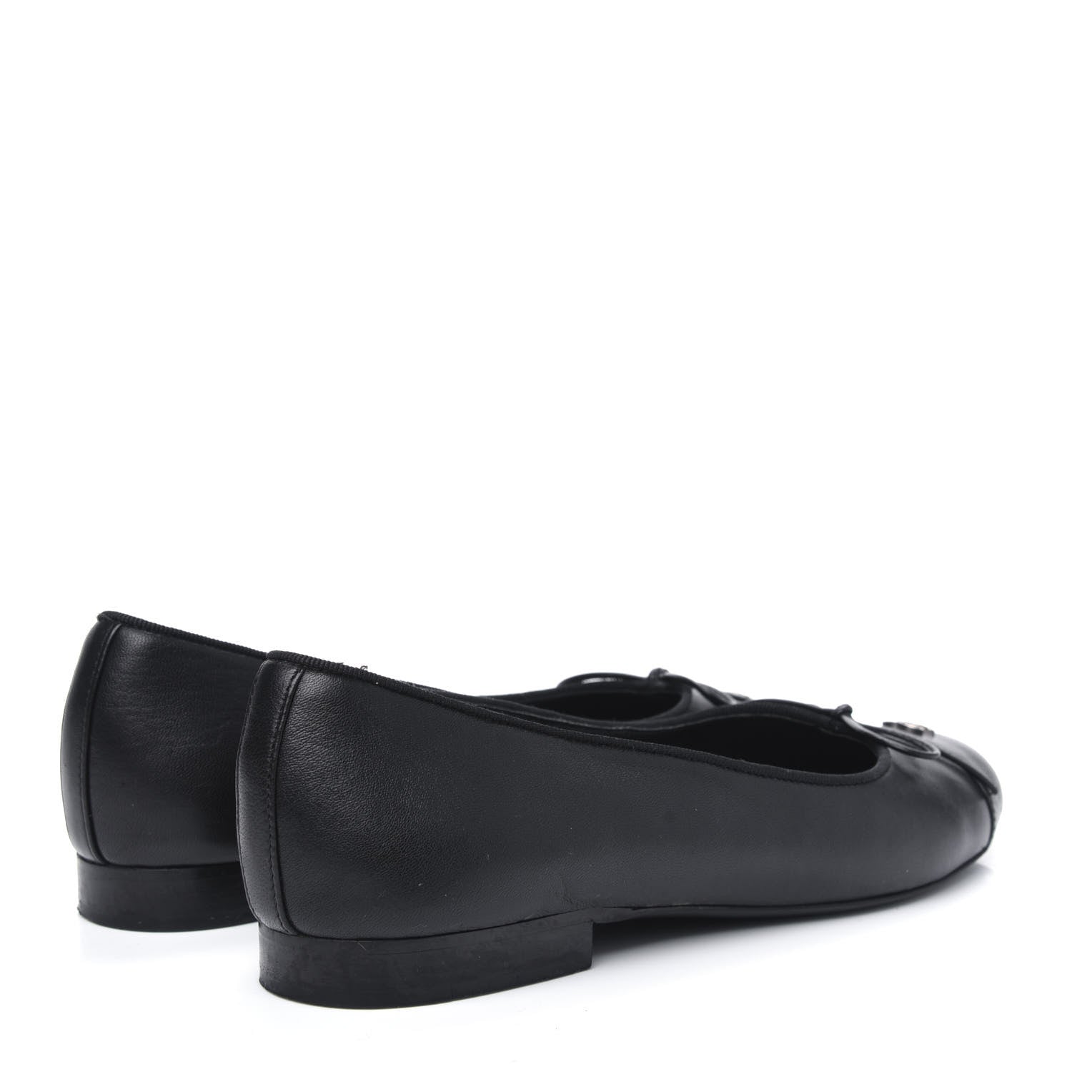 Chanel Lambskin Cap Toe CC Ballerina Flats 36 Black 4 of 10