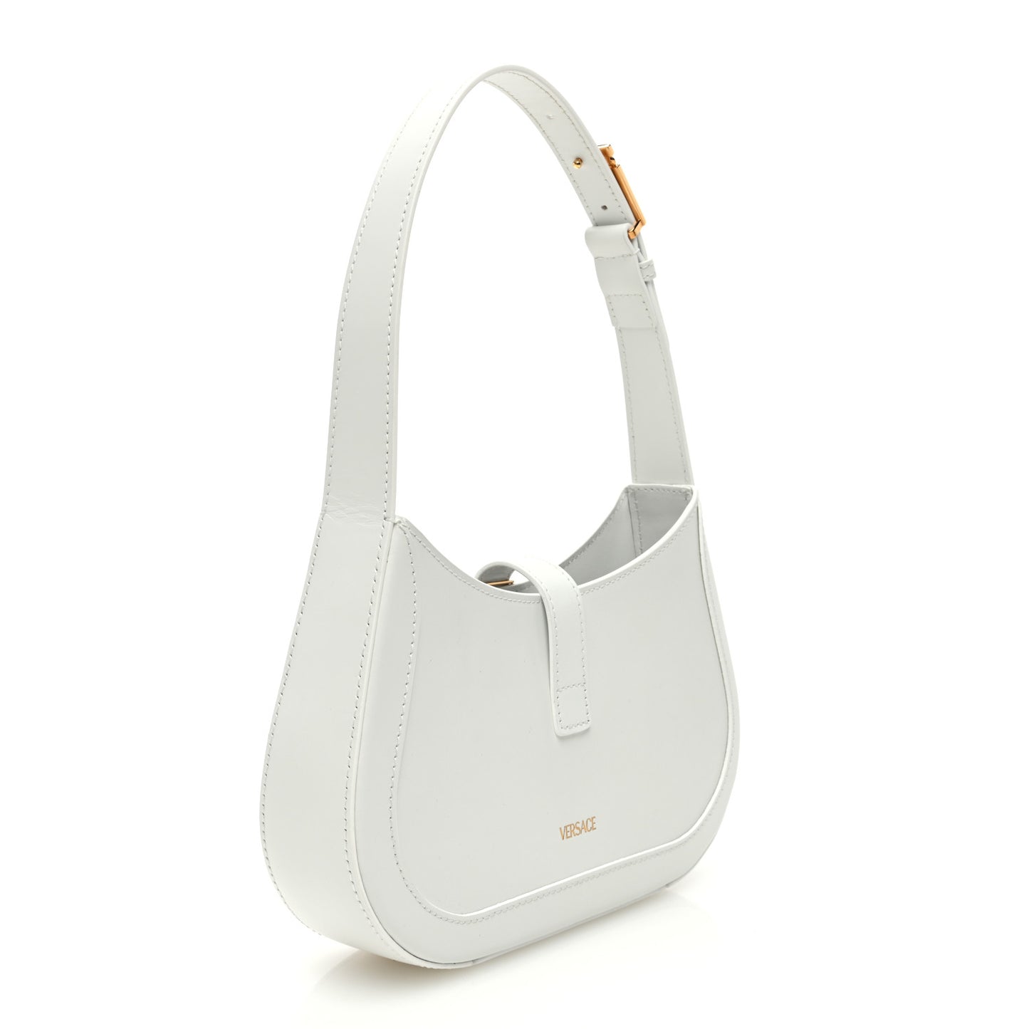 Calfskin Small Greca Goddess Hobo White