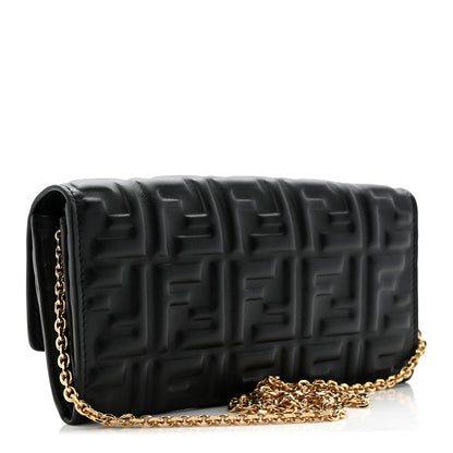 Fendi Nappa Matisse FF Embossed Continental Wallet On Chain Black Black 3 of 12