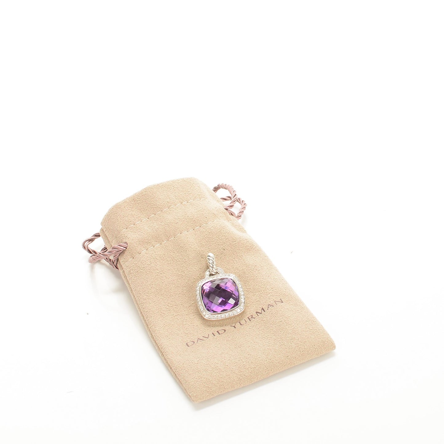 Sterling Silver Diamond Amethyst 14mm Albion Enhancer Pendant