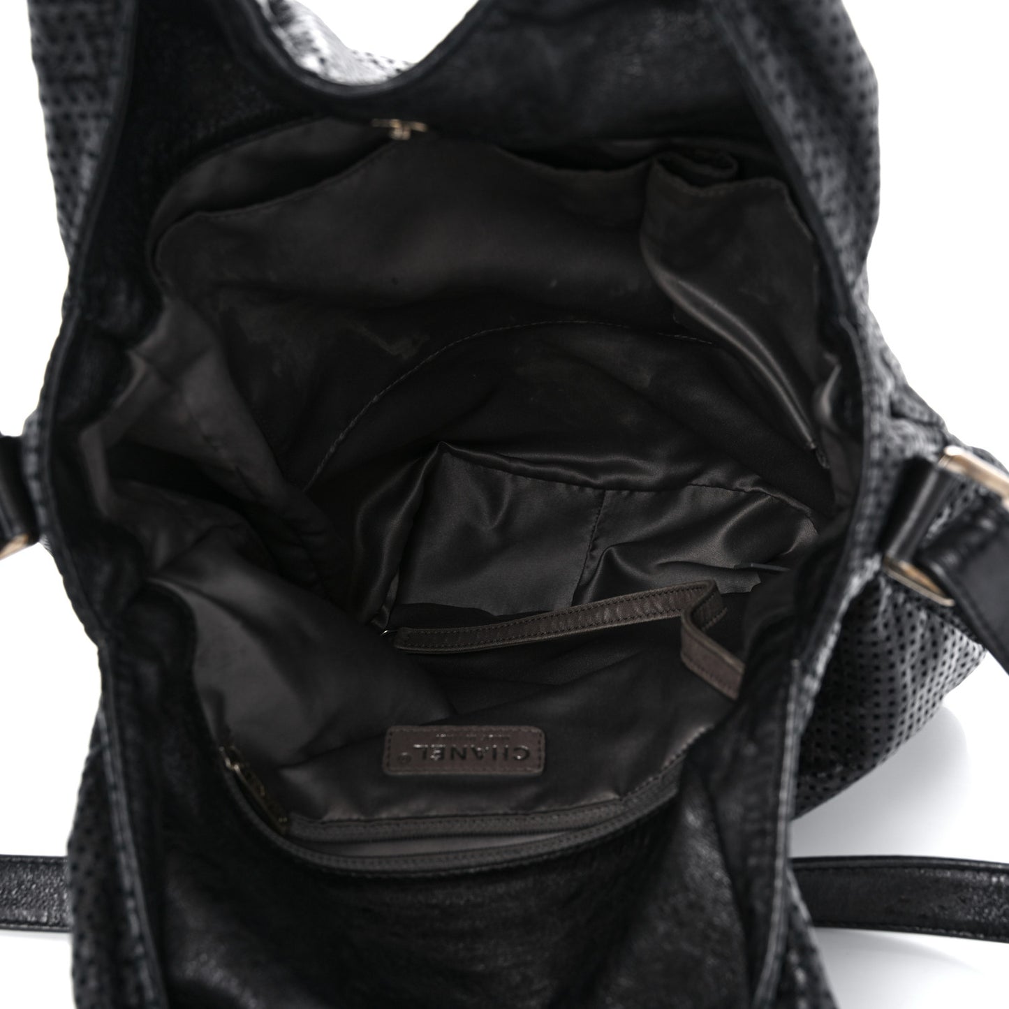 Glazed Calfskin Perforated Medium Rodeo Drive Tote Black