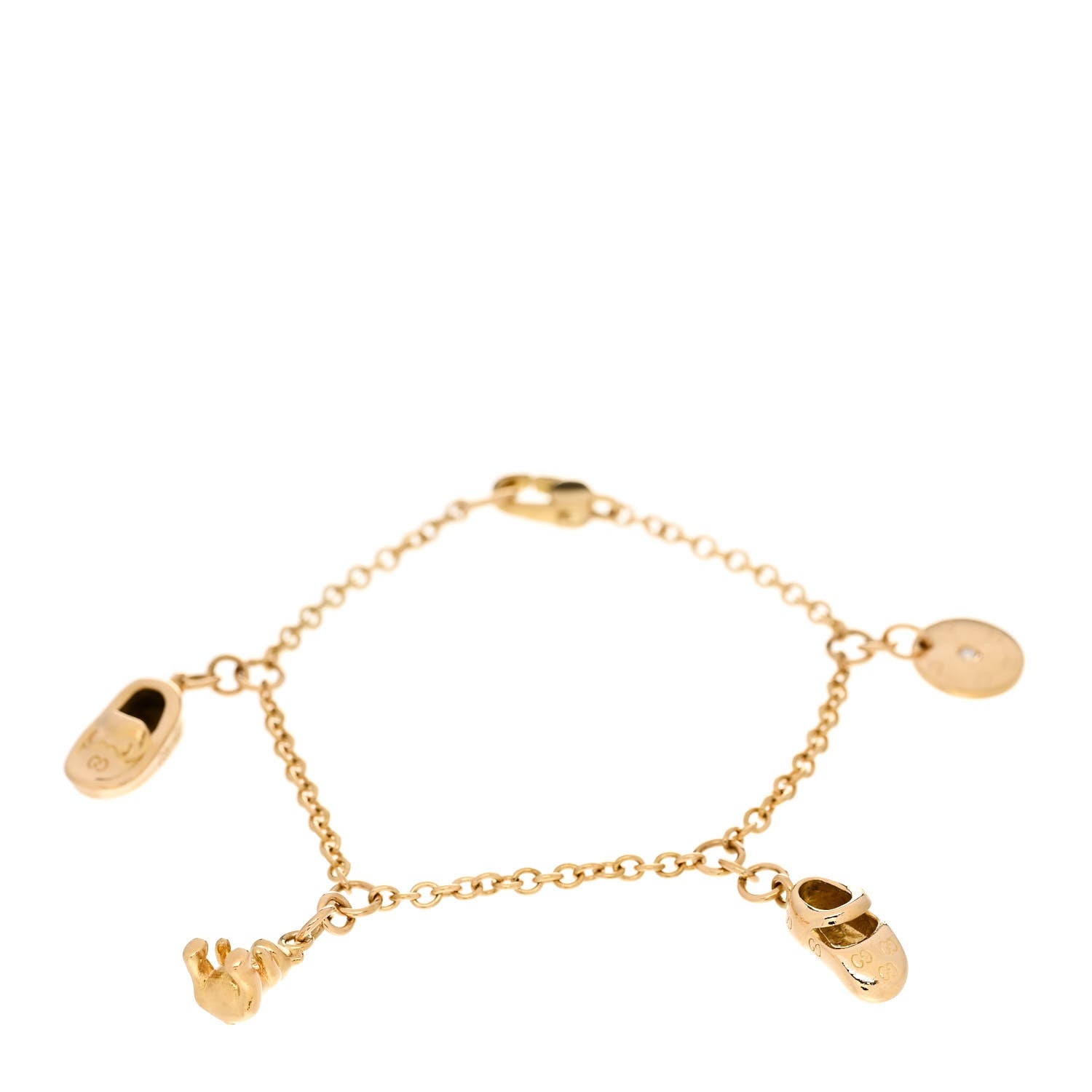 Gucci 18K Yellow Gold Diamond Charm Bracelet 1 of 5