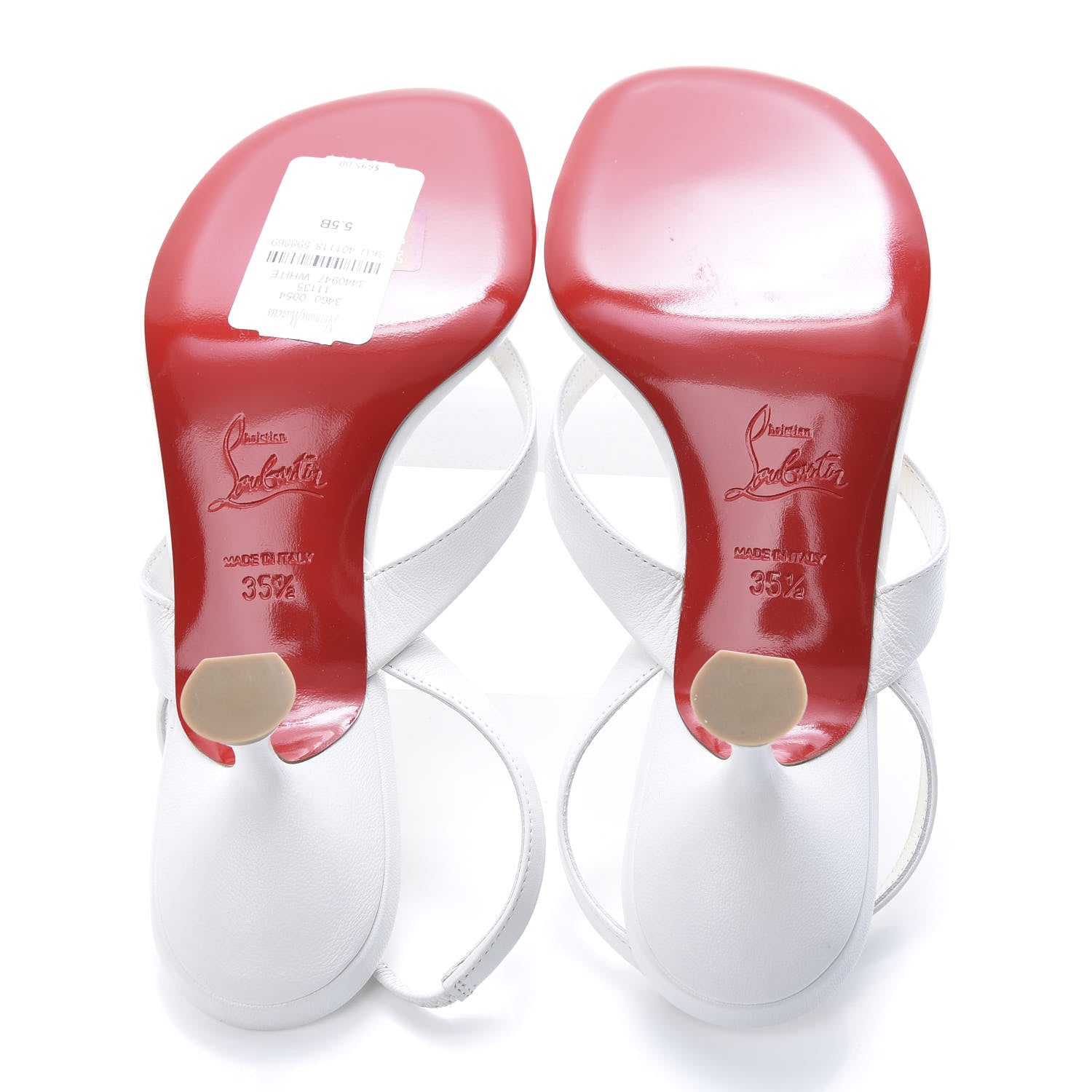 Christian Louboutin Calfskin Taralita 55 Thong Sandals 35.5 White 5 of 9