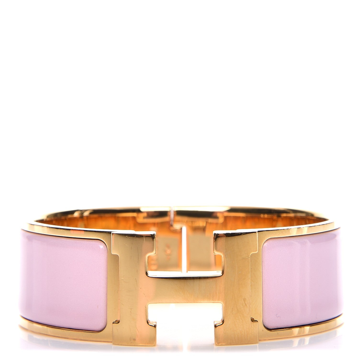 Hermes Enamel Wide Clic Clac H Bracelet PM Rose Dragee 1 of 6