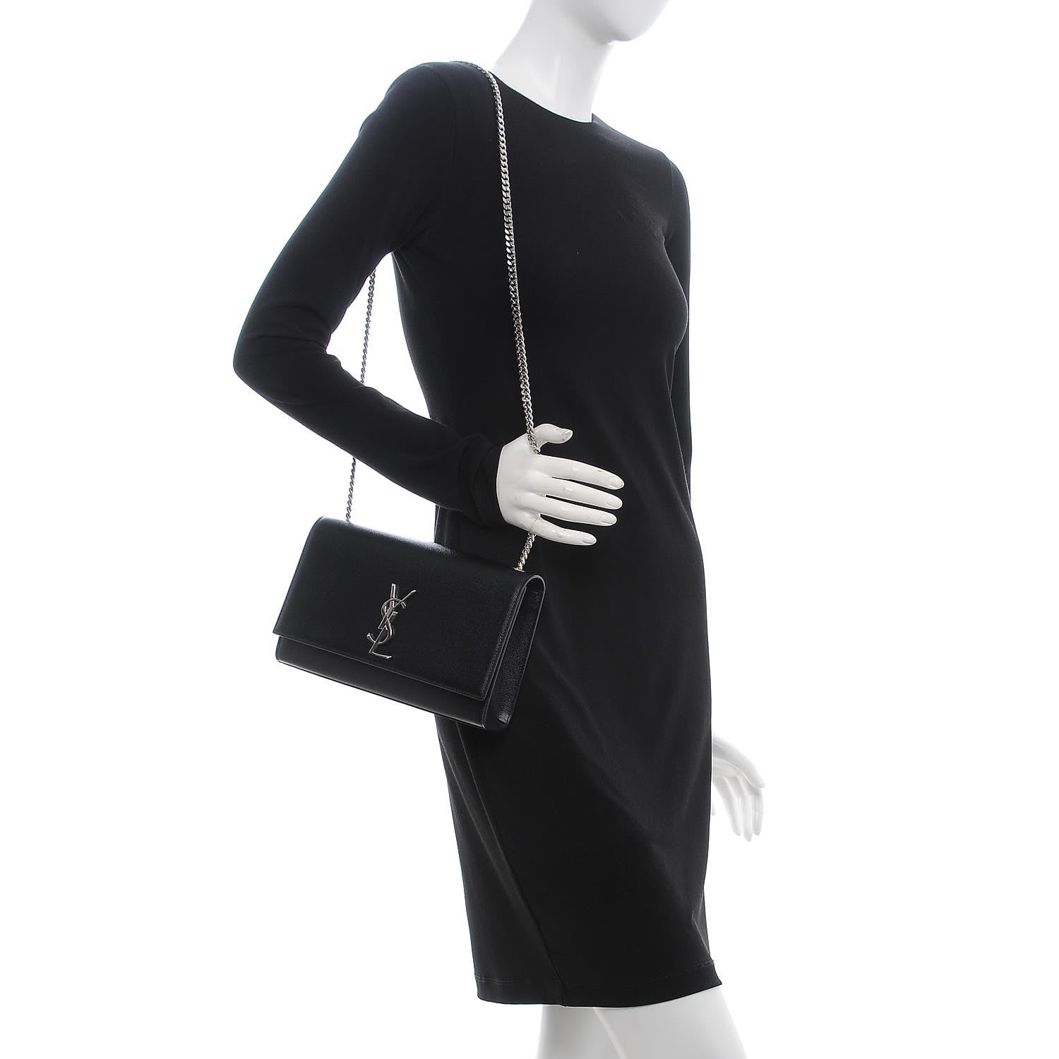 Saint Laurent Grain De Poudre Medium Classic Monogram Kate Satchel Black 2 of 7