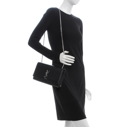Saint Laurent Grain De Poudre Medium Classic Monogram Kate Satchel Black 2 of 7