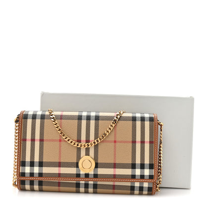 Burberry Canvas Vintage Check Chain Strap Wallet  Sand Beige 13 of 13