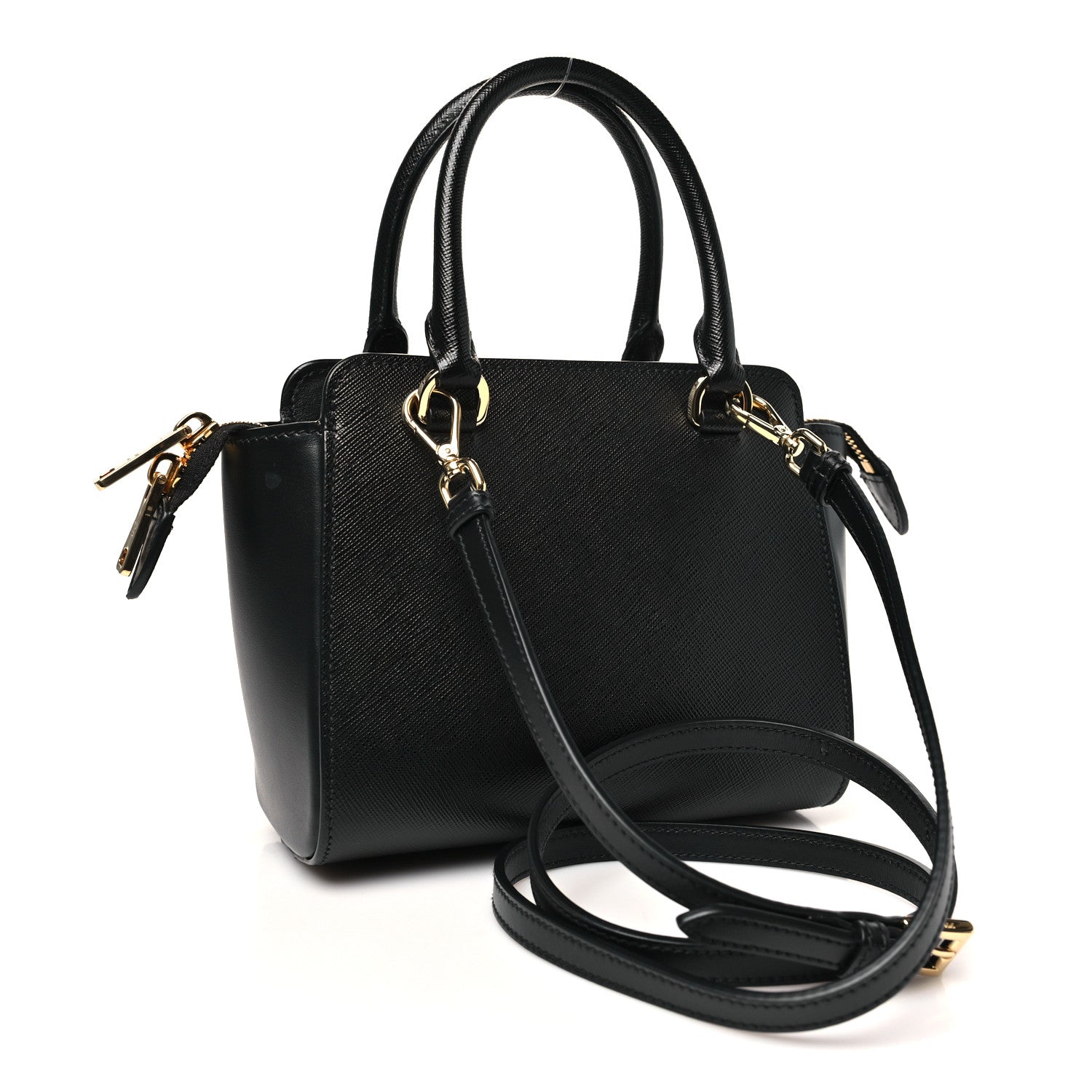Prada Saffiano Soft Calfskin Mini Zippered Tote Black 3 of 9