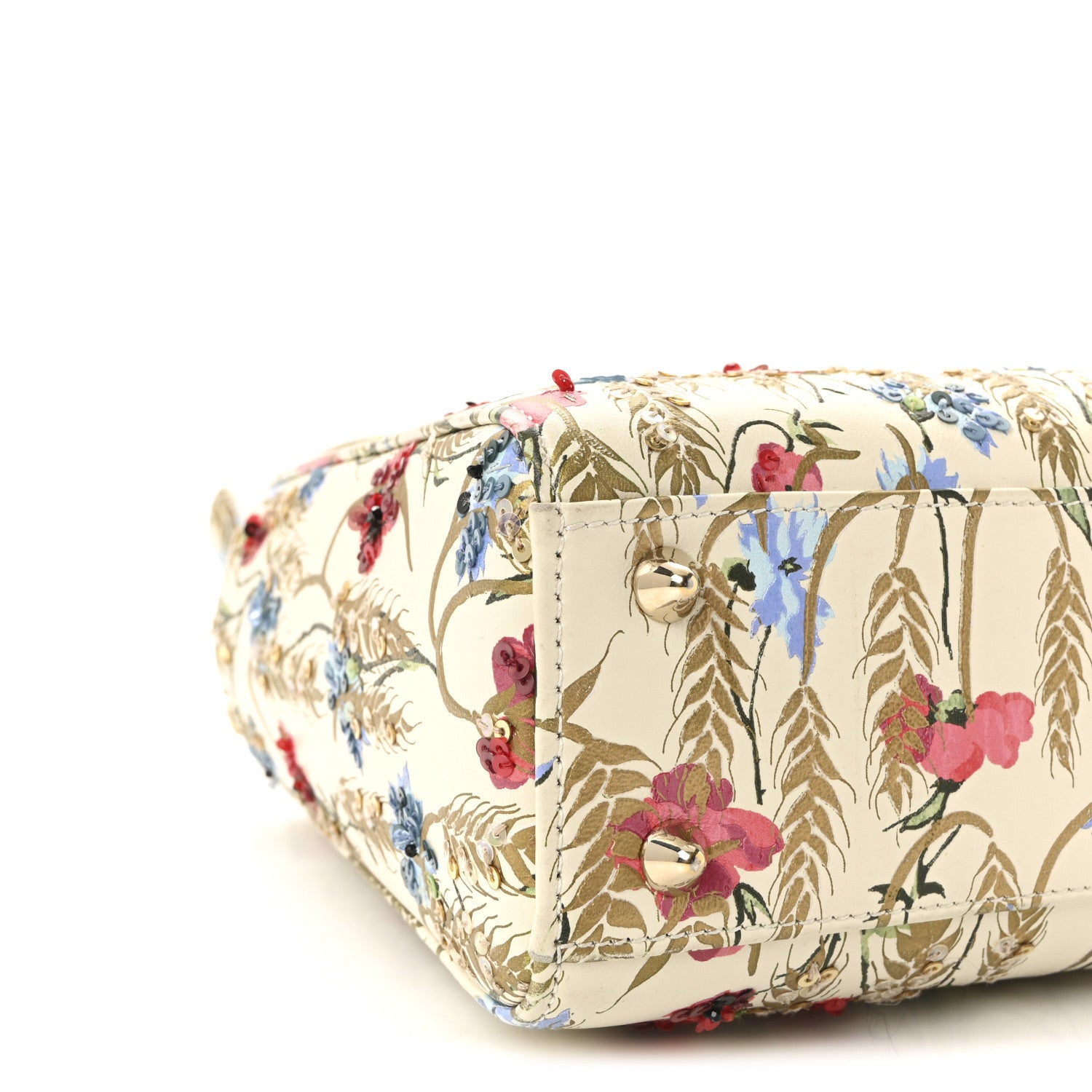 Christian Dior Calfskin Hibiscus Printed Embroidered My ABCDior Lady Dior Beige Multicolor 8 of 9