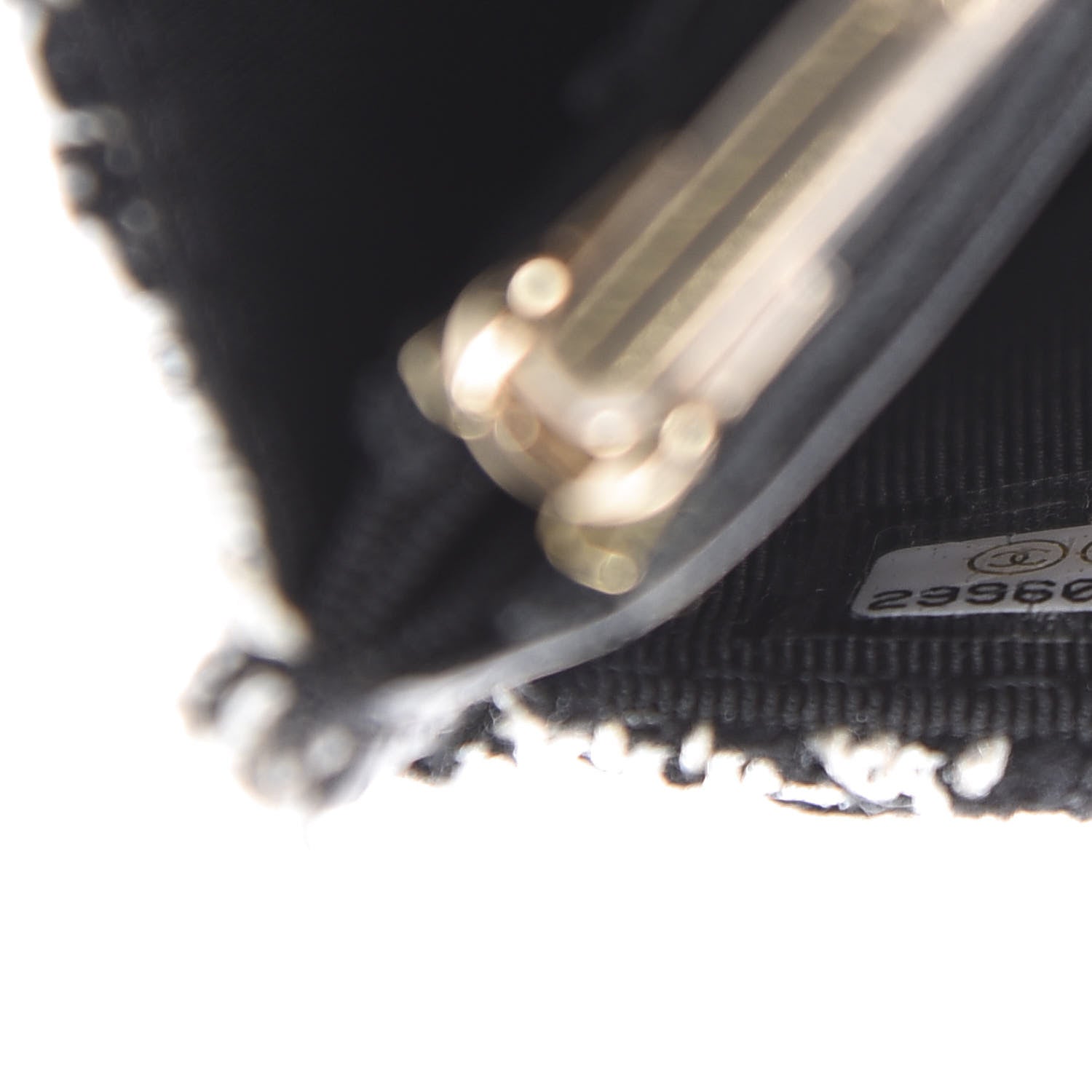 Chanel Tweed Quilted Wallet On Chain WOC Black Ecru White 8 of 12