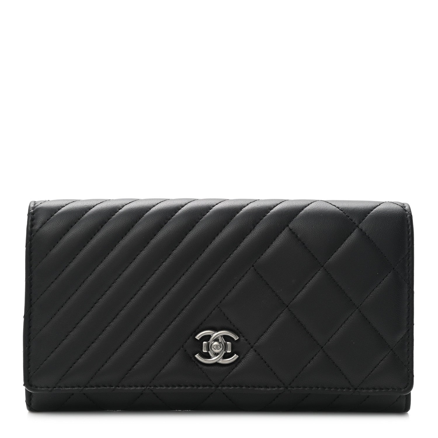 Chanel Lambskin Quilted Large Coco Boy Gusset Flap Wallet Black 1 of 18