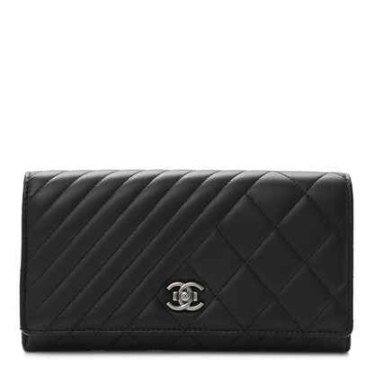 Chanel Lambskin Quilted Large Coco Boy Gusset Flap Wallet Black 1 of 18