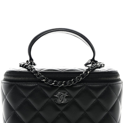 Chanel Lambskin Quilted Small Top Handle Vanity Case With Chain So Black 8 of 10