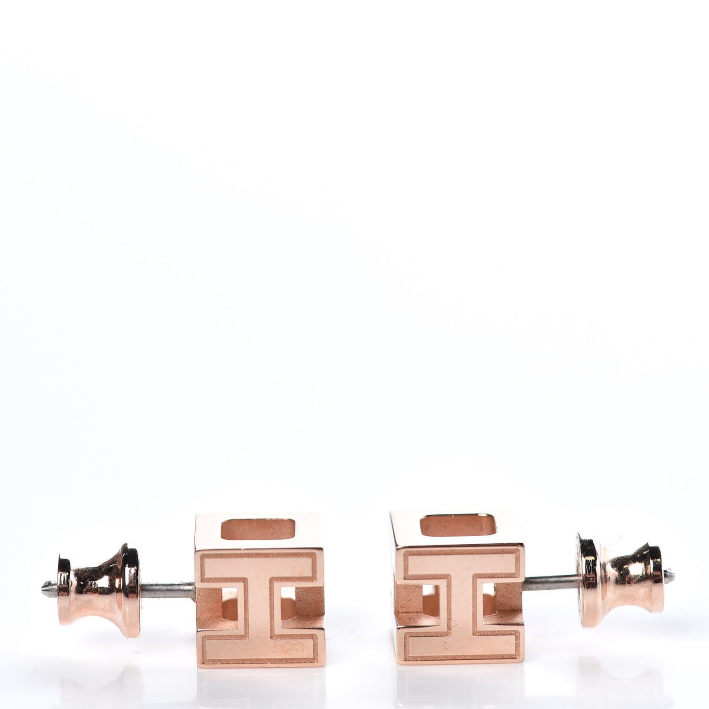 Rose Gold Plated Cage d'H Earrings White