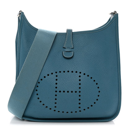 Hermes Taurillon Clemence Evelyne III GM Blue Jean 1 of 14
