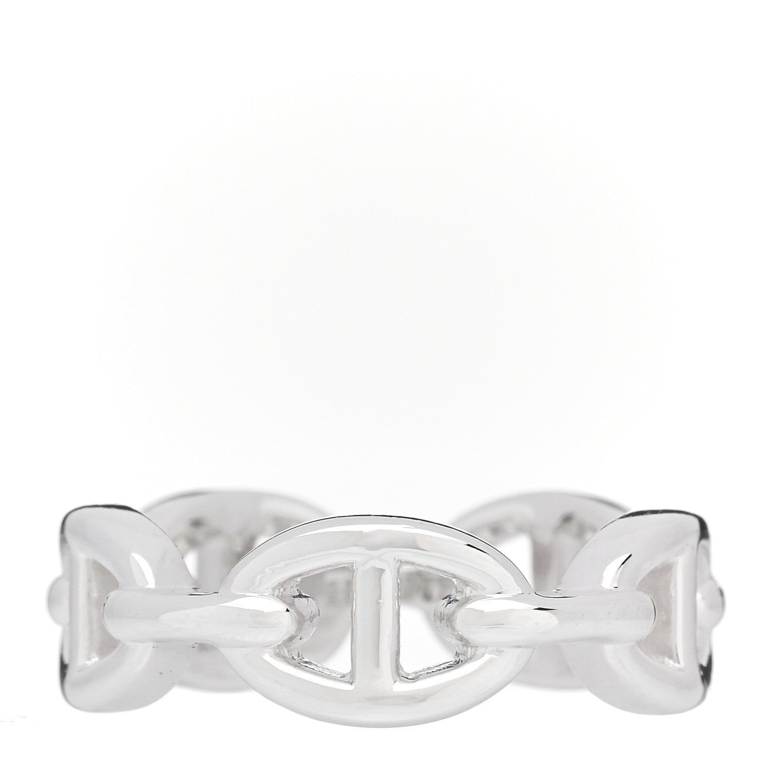 Hermes Sterling Silver PM Chaine d'Ancre Enchainee Band Ring 55 7.25 1 of 7