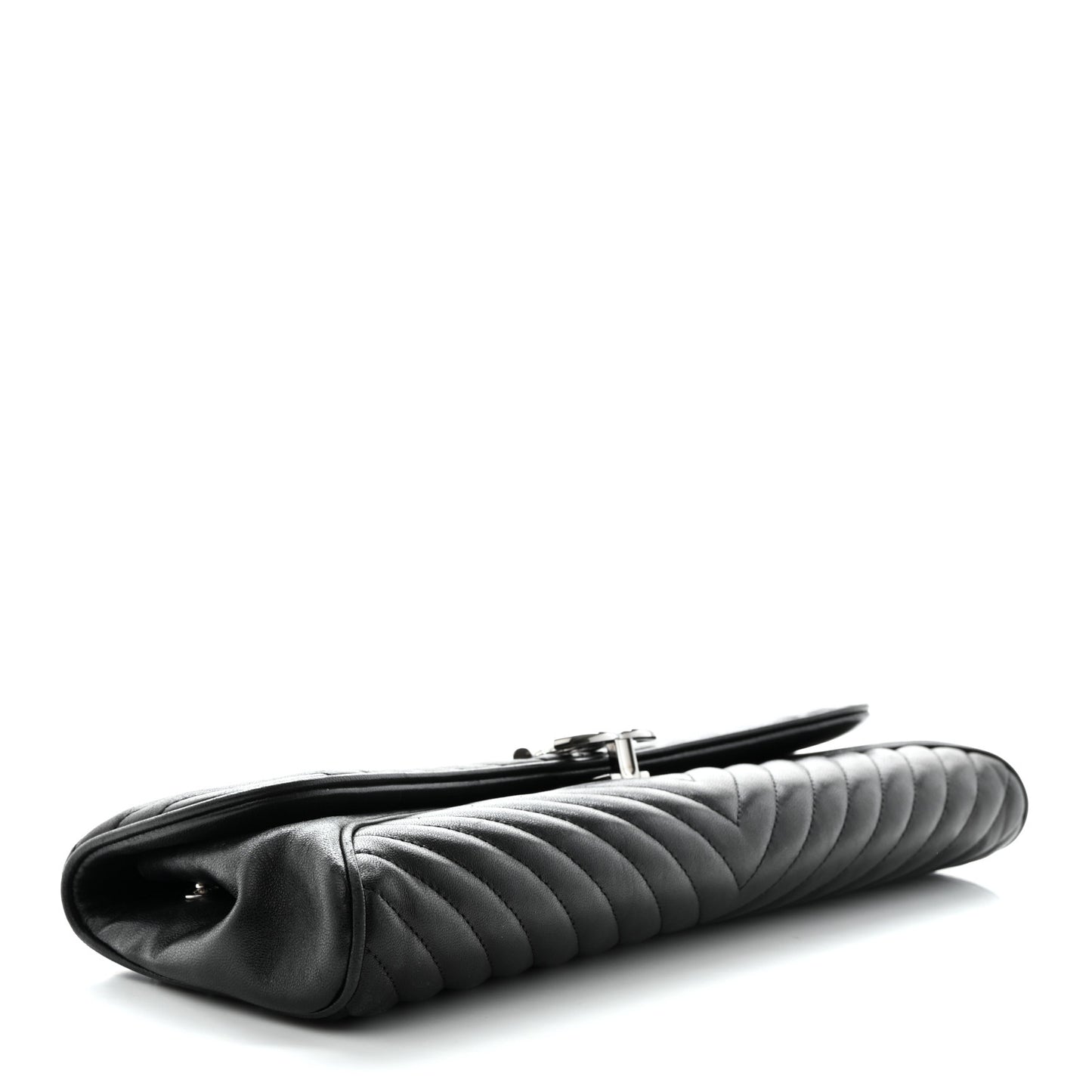 Lambskin Chevron Evening Clutch Black