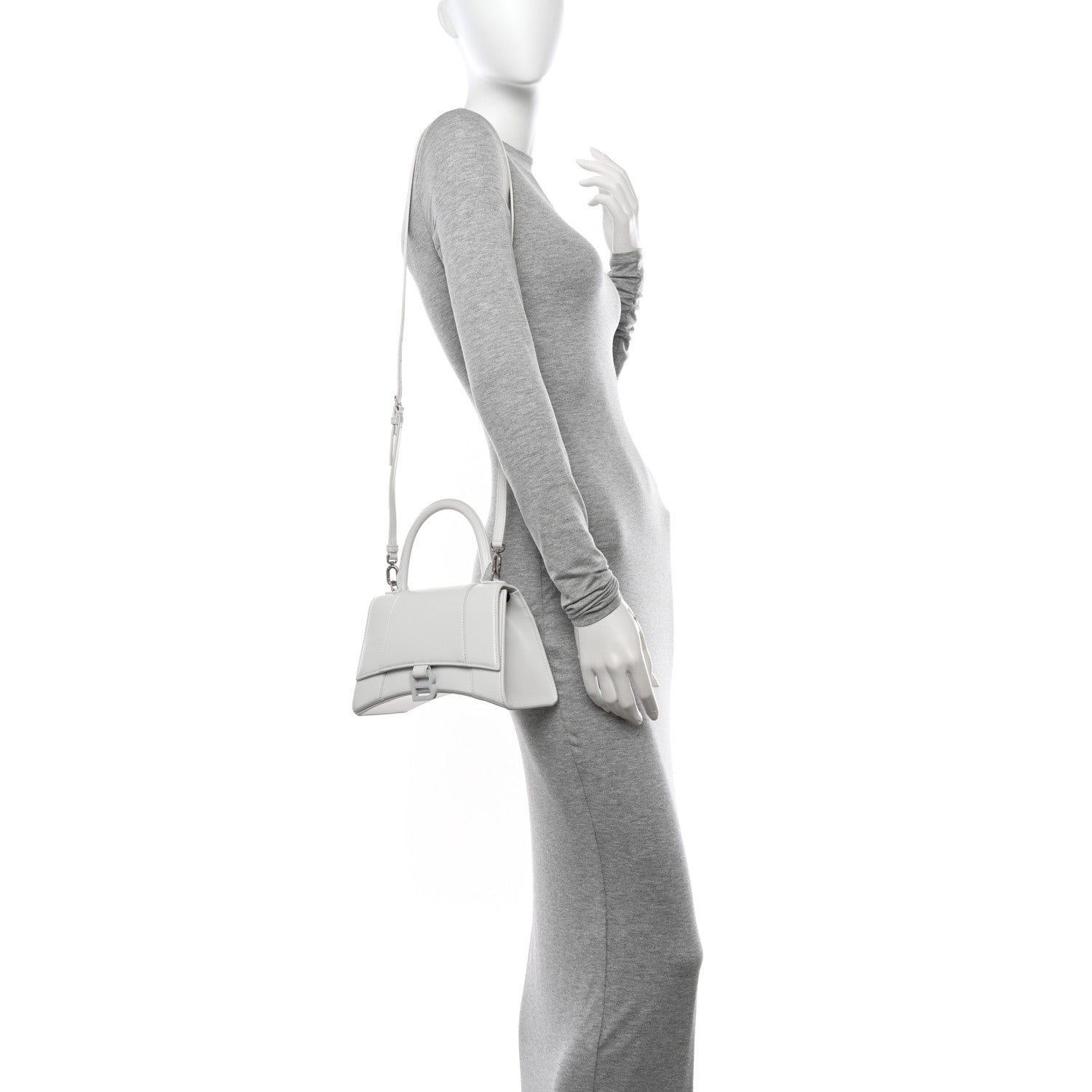 Balenciaga Shiny Box Calfskin Tonal B Small Hourglass Top Handle Bag White 2 of 10