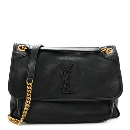 Saint Laurent Lambskin Matelasse Monogram Medium Niki Chain Satchel Black 1 of 15