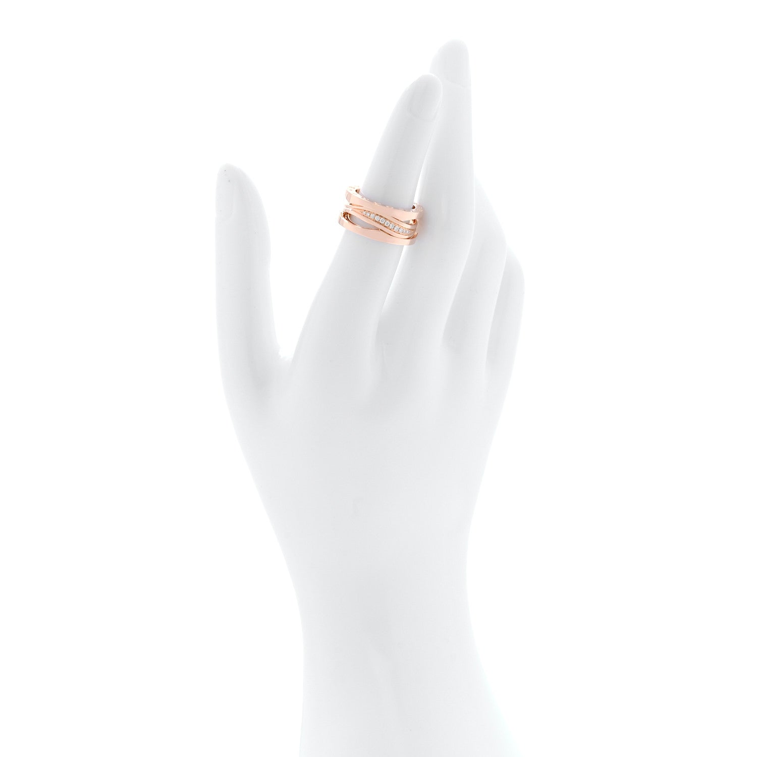 Bulgari 18K Rose Gold Diamond Pave B.Zero1 Legend Ring 52 6 2 of 6