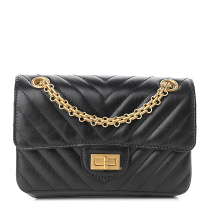 Chanel Aged Calfskin Chevron Quilted 2.55 Reissue Mini Flap Black 1 of 11