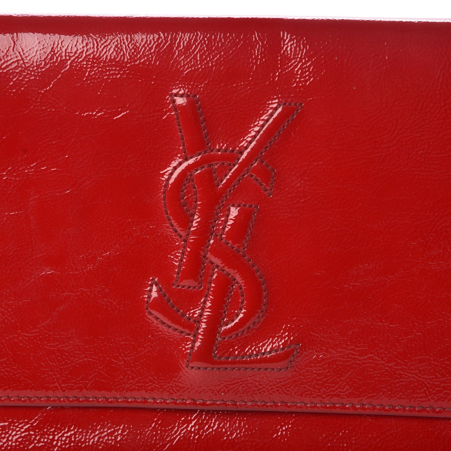 Textured Patent Monogram Large Belle De Jour Clutch Red