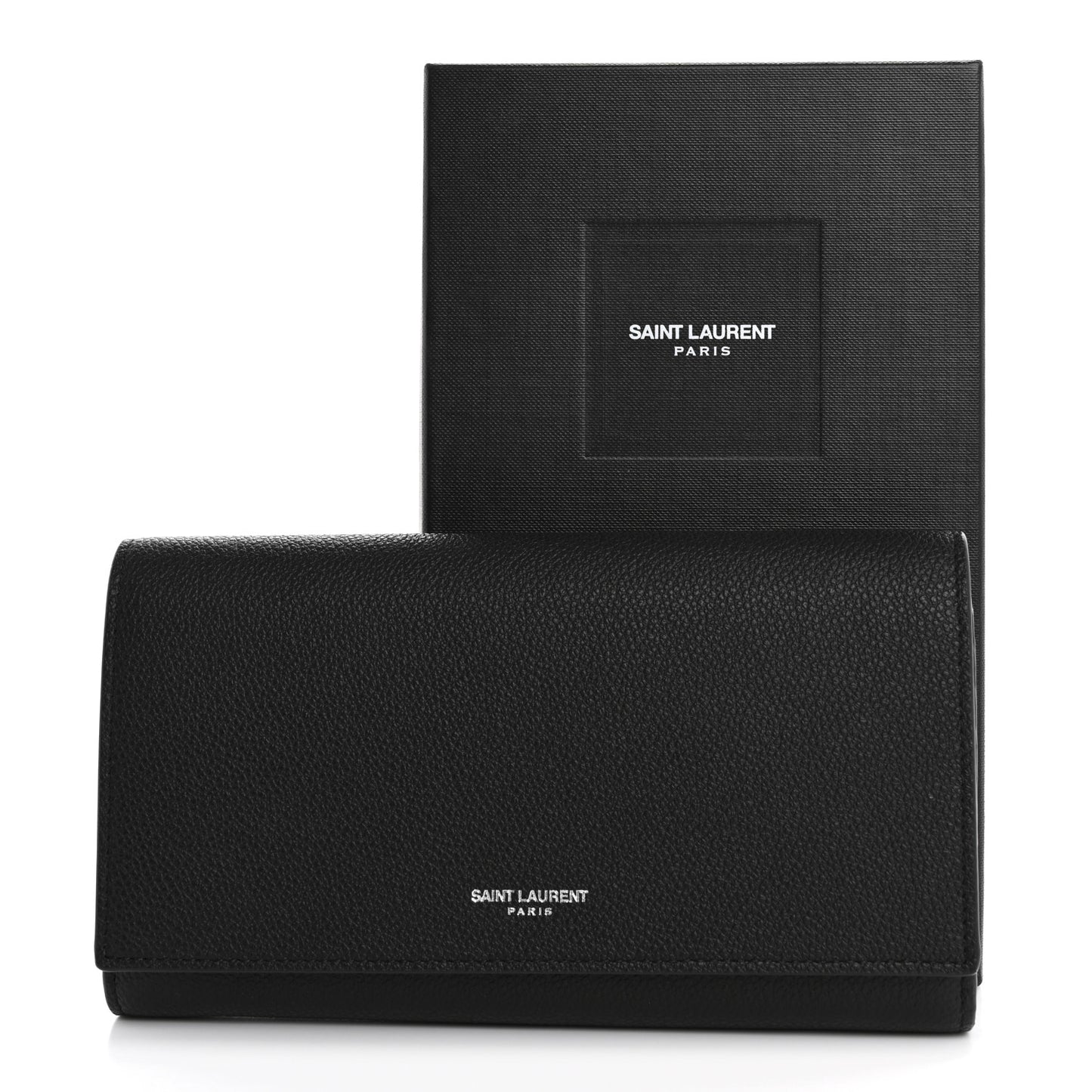 Grained Calfskin Rive Gauche Classic Large Wallet Black