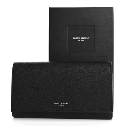 Saint Laurent Grained Calfskin Rive Gauche Classic Large Wallet Black 9 of 9