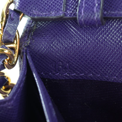 Prada Saffiano Metal Oro Chain Wallet Viola 6 of 9