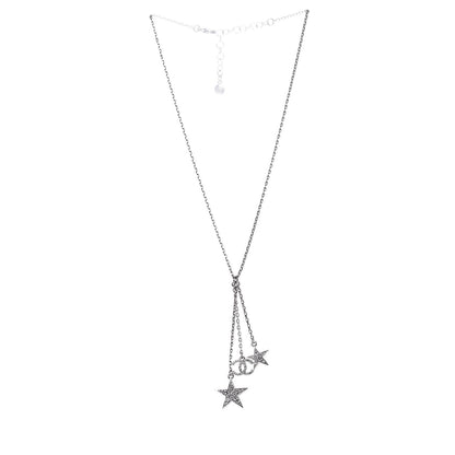Chanel Crystal Star CC Pendant Necklace Silver 3 of 6