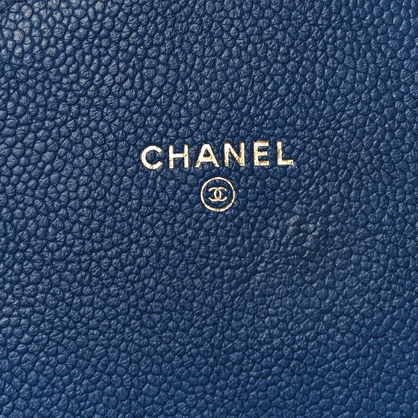 Grained Calfskin Quilted Cuba Square Wallet On Chain WOC Blue