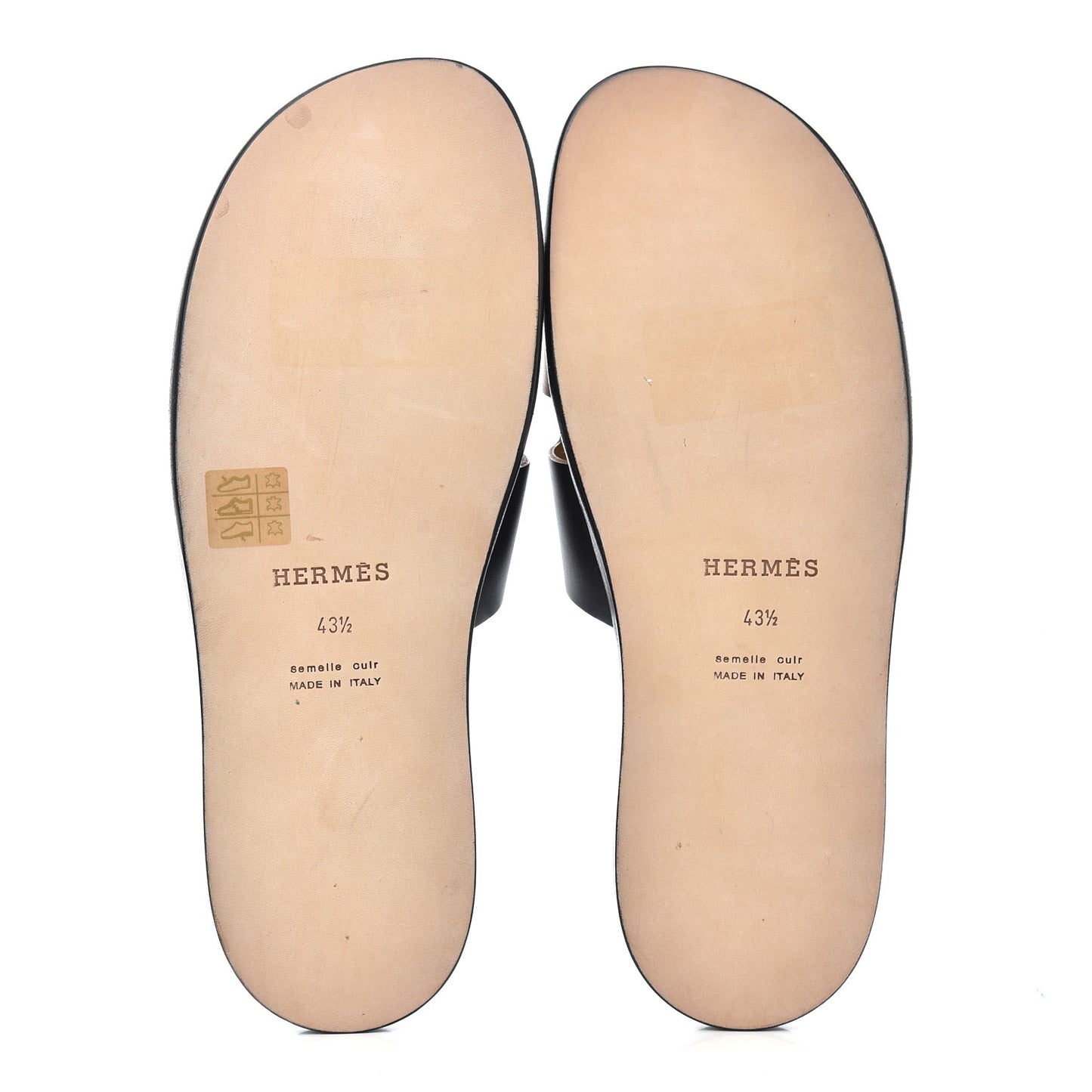 Calfskin Mens Izmir Sandals 43.5 Black Naturel