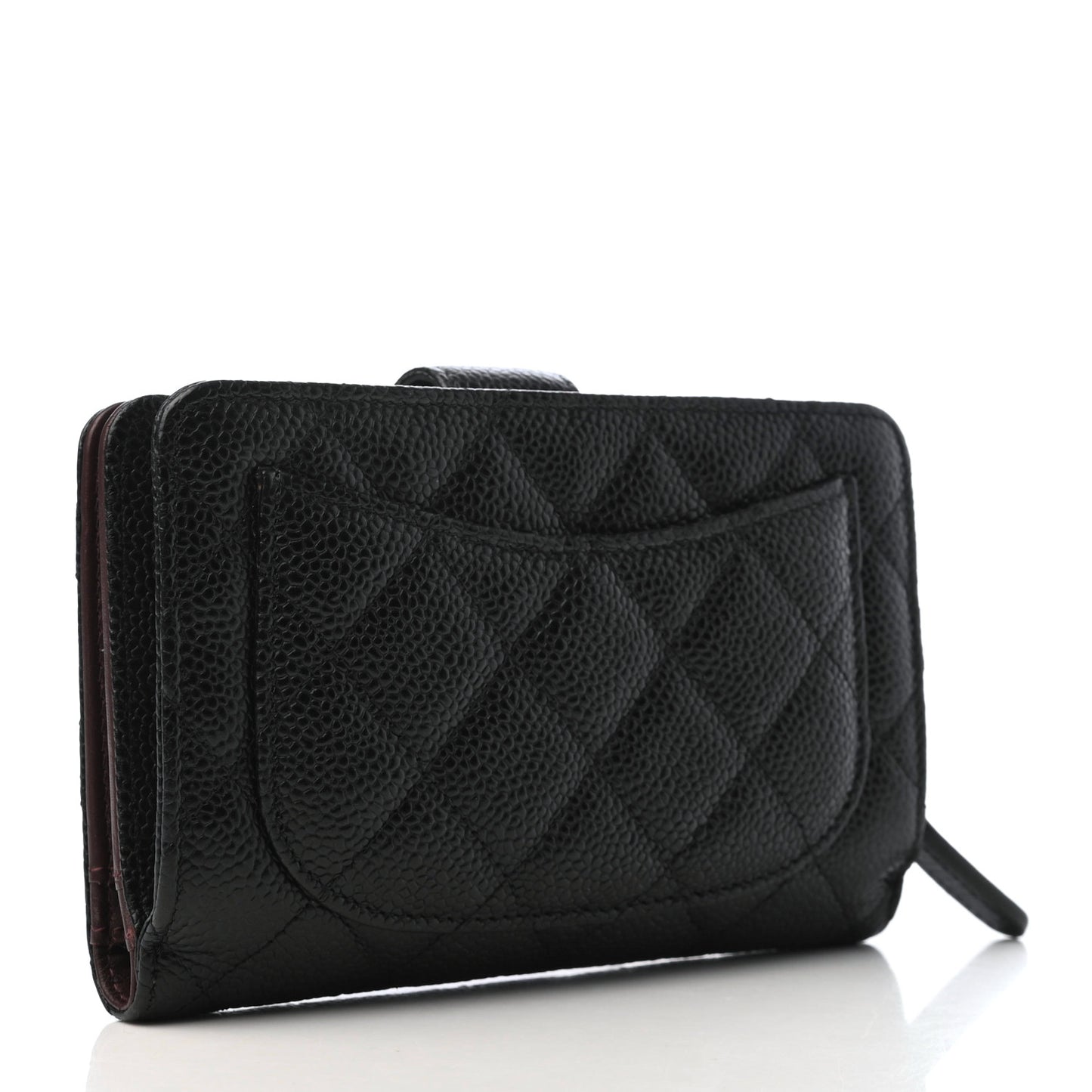 Caviar Quilted Zipped Pocket Wallet Black