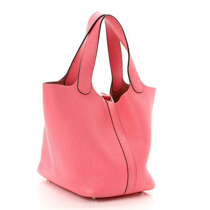 Hermes Taurillon Clemence Picotin Lock 18 PM Rose Azalee 2 of 10