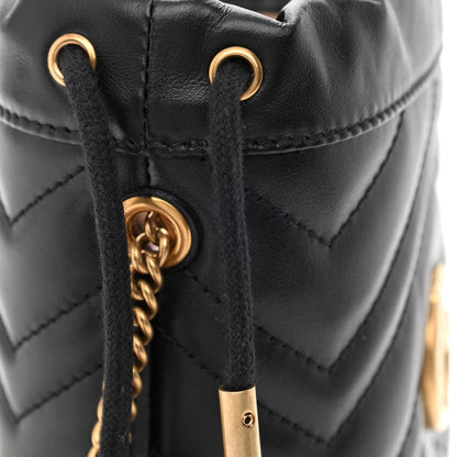 Gucci Calfskin Matelasse Mini GG Marmont 2.0 Bucket Bag Black 11 of 12